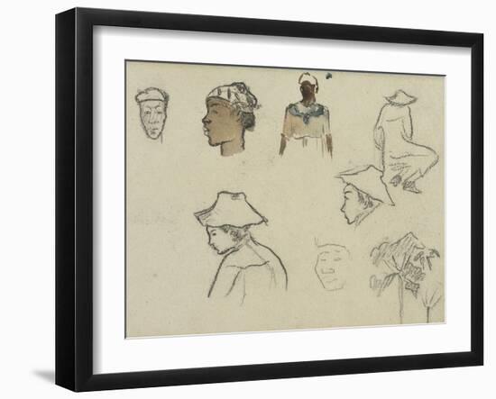 Sketches of Figures and Foliage-Paul Gauguin-Framed Giclee Print