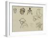 Sketches of Figures and Foliage-Paul Gauguin-Framed Giclee Print