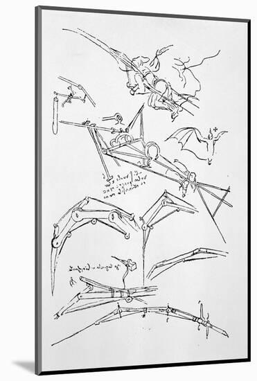 Sketches of Flying Machines-Leonardo da Vinci-Mounted Photographic Print