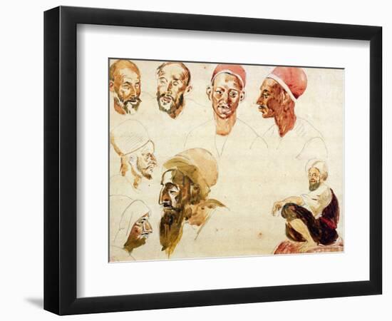 Sketches of Heads-Eugene Delacroix-Framed Giclee Print