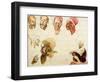 Sketches of Heads-Eugene Delacroix-Framed Giclee Print