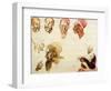 Sketches of Heads-Eugene Delacroix-Framed Giclee Print