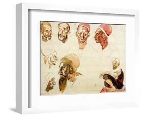 Sketches of Heads-Eugene Delacroix-Framed Giclee Print