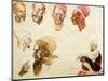 Sketches of Heads-Eugene Delacroix-Mounted Giclee Print