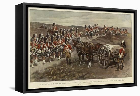 Sketches of the British Army, the Argyll and Sutherland Highlanders on the March on a Field Day-null-Framed Stretched Canvas