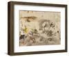 Sketches of Tigers and Men in 16th Century Costume, 1828-29-Eugene Delacroix-Framed Giclee Print