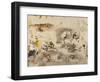 Sketches of Tigers and Men in 16th Century Costume, 1828-29-Eugene Delacroix-Framed Giclee Print