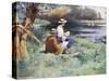 Sketching by the River-William Kay Blacklock-Stretched Canvas