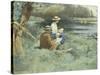 Sketching by the River-William Blacklock-Stretched Canvas