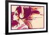 Sketchy Girl with Headphones-Jeff Langevin-Framed Photographic Print