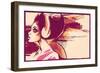 Sketchy Girl with Headphones-Jeff Langevin-Framed Photographic Print