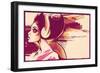 Sketchy Girl with Headphones-Jeff Langevin-Framed Photographic Print