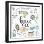 Sketchy Set. Cozy Hygge Elements, Home Interior Details. Warm Atmosphere, Time to Hygge. Handdrawn.-Dinkoobraz-Framed Art Print