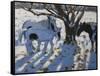 Skewbald Ponies in Winter, 2012-Andrew Macara-Framed Stretched Canvas