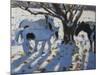 Skewbald Ponies in Winter, 2012-Andrew Macara-Mounted Giclee Print