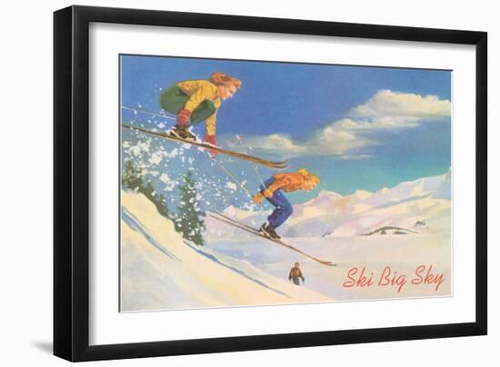 Ski Big Sky, Lady Skiers, Montana-null-Framed Art Print