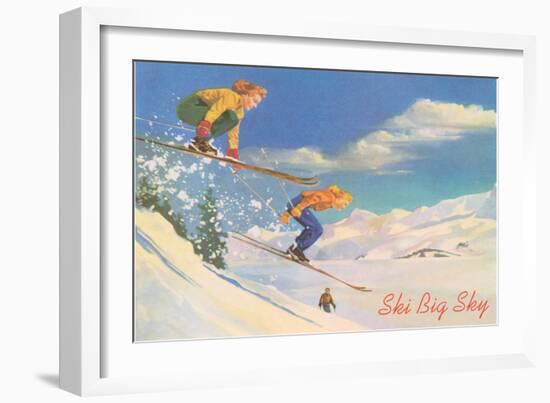 Ski Big Sky, Lady Skiers, Montana-null-Framed Art Print