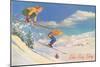 Ski Big Sky, Lady Skiers, Montana-null-Mounted Art Print