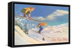 Ski Big Sky, Lady Skiers, Montana-null-Framed Stretched Canvas