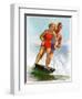 "Ski Boarding Couple,"June 27, 1936-Robert C. Kauffmann-Framed Giclee Print