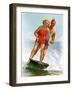 "Ski Boarding Couple,"June 27, 1936-Robert C. Kauffmann-Framed Giclee Print