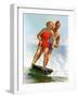 "Ski Boarding Couple,"June 27, 1936-Robert C. Kauffmann-Framed Giclee Print