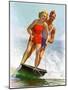 "Ski Boarding Couple,"June 27, 1936-Robert C. Kauffmann-Mounted Giclee Print