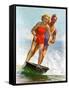 "Ski Boarding Couple,"June 27, 1936-Robert C. Kauffmann-Framed Stretched Canvas