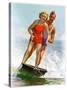 "Ski Boarding Couple,"June 27, 1936-Robert C. Kauffmann-Stretched Canvas