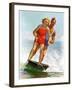 "Ski Boarding Couple,"June 27, 1936-Robert C. Kauffmann-Framed Giclee Print