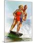 "Ski Boarding Couple,"June 27, 1936-Robert C. Kauffmann-Mounted Giclee Print