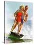 "Ski Boarding Couple,"June 27, 1936-Robert C. Kauffmann-Stretched Canvas