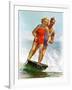 "Ski Boarding Couple,"June 27, 1936-Robert C. Kauffmann-Framed Giclee Print