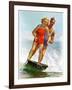 "Ski Boarding Couple,"June 27, 1936-Robert C. Kauffmann-Framed Giclee Print