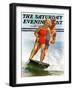 "Ski Boarding Couple," Saturday Evening Post Cover, June 27, 1936-Robert C. Kauffmann-Framed Giclee Print