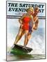 "Ski Boarding Couple," Saturday Evening Post Cover, June 27, 1936-Robert C. Kauffmann-Mounted Giclee Print