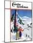"Ski Break," Country Gentleman Cover, January 1, 1939-Charles Hargens-Mounted Giclee Print