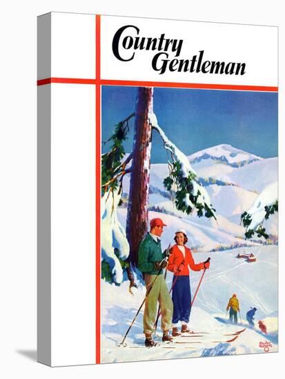 "Ski Break," Country Gentleman Cover, January 1, 1939-Charles Hargens-Stretched Canvas