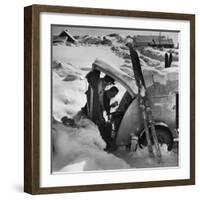 Ski Bum Bob Lombard Pouring Coffee from the Back of His Trailer-Loomis Dean-Framed Photographic Print