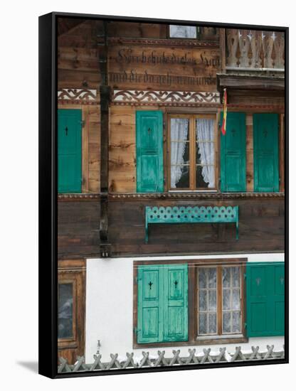 Ski Chalet Details, Gstaad, Bern, Switzerland-Walter Bibikow-Framed Stretched Canvas