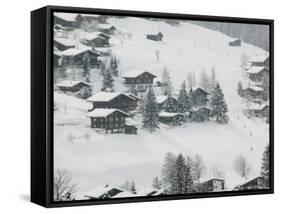 Ski Chalets, Grindelwald, Bern, Switzerland-Walter Bibikow-Framed Stretched Canvas