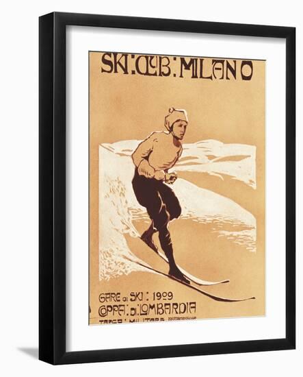 Ski Club Milano, Lombardy Region Cup, Skiing Race, Advertisement for Skiing Race at Selvino-null-Framed Giclee Print