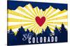 Ski Colorado - Heart and Treeline-Lantern Press-Stretched Canvas