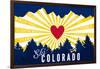 Ski Colorado - Heart and Treeline-Lantern Press-Framed Art Print