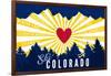 Ski Colorado - Heart and Treeline-Lantern Press-Framed Art Print