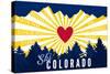 Ski Colorado - Heart and Treeline-Lantern Press-Stretched Canvas