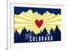 Ski Colorado - Heart and Treeline-Lantern Press-Framed Art Print