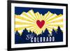 Ski Colorado - Heart and Treeline-Lantern Press-Framed Art Print