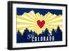 Ski Colorado - Heart and Treeline-Lantern Press-Framed Art Print