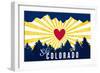 Ski Colorado - Heart and Treeline-Lantern Press-Framed Art Print